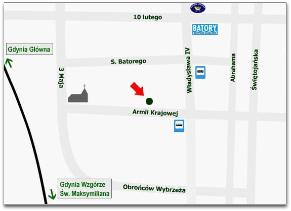 Mapa dojazdu do gabinetu w Gdyni
